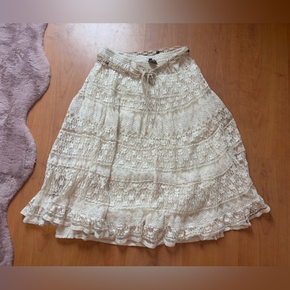 Multiples Dresses & Skirts - Women’s Bohemian Lace Skirt Size PM Beige